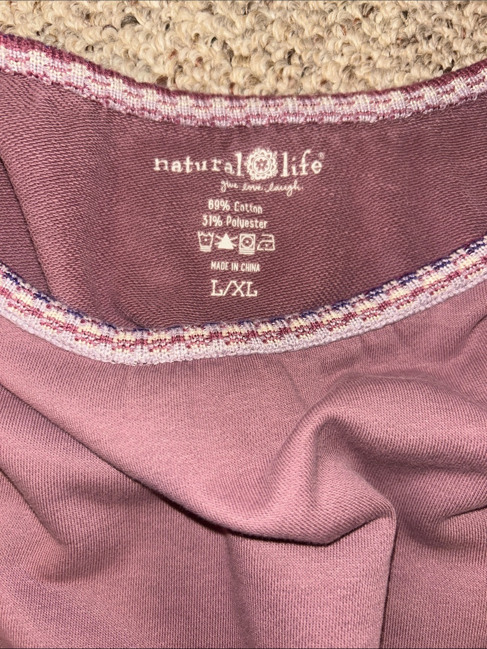 Women’s Natural Life Sz L/XL Mauve and Purple Long-Sleeve Top see details - Picture 3 of 3